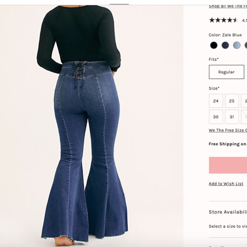 Free People Zale Blue High-Rise Flare Jeans